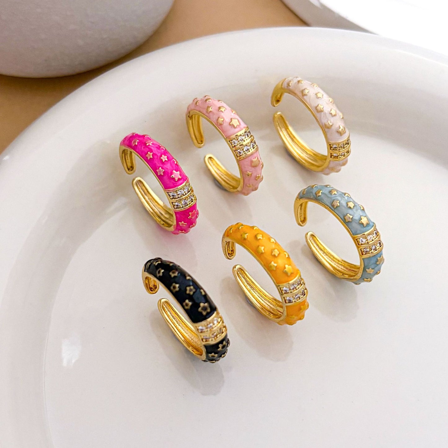 Sweet Minimalist Star Gold Plated Brass Ring for Women