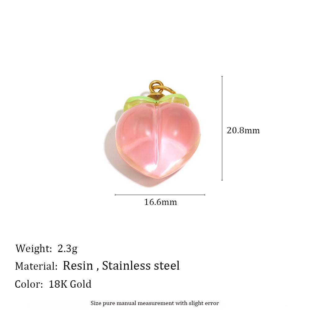 Elegant 18K Gold Plated Stainless Steel Butterfly Flower Fruit Cubic Zirconia Charm Bar Pendant