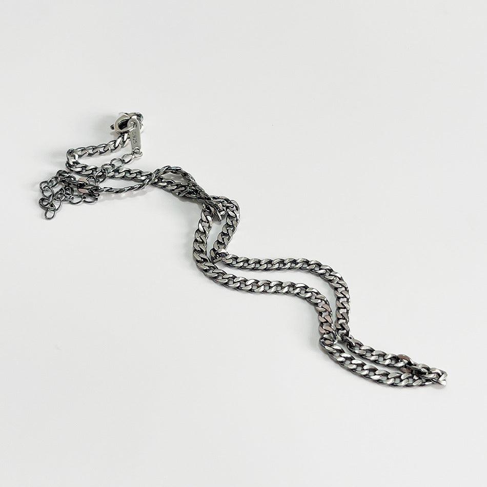 Gargantilla de plata de ley 925 para mujer, collar con medallón redondo geométrico minimalista retro vintage, cadena corta