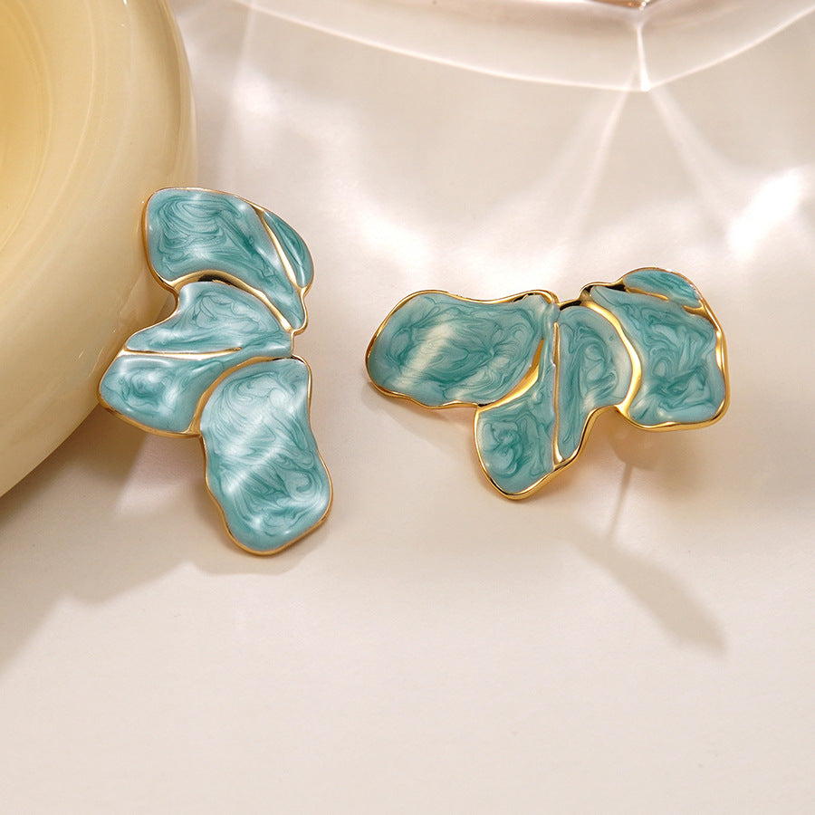 Elegant Stainless Steel Drip Oil Floral Earrings
