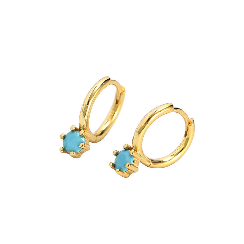 Minimalist Elegant 925 Sterling Silver Round Geometric Cubic Zirconia Hoop Earrings