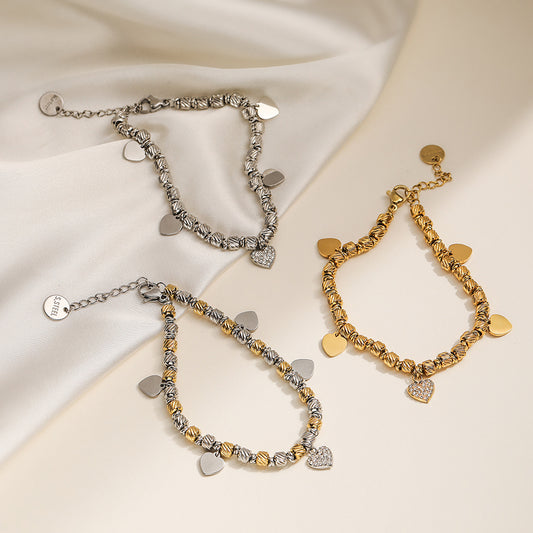 Punk Style Geometric Stainless Steel Bracelet with 18K Gold Plating for Women