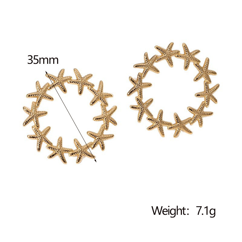 Minimalist Star-Shaped Titanium Steel Stud Earrings for Women with Electroplated Finish, Hypoallergenic and Fade-Resistant Fashion Jewelry