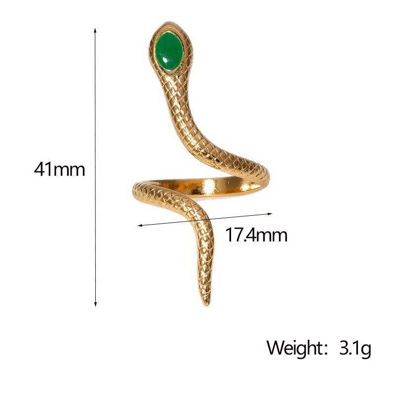 Anello Aperto Minimalista a Forma di Serpente in Acciaio Inossidabile Placcato per Donna