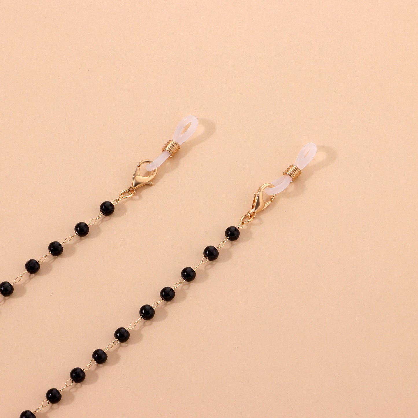 Minimalist Elegant Black Round Bead Alloy Ball Chain Eyeglass Holder for Women