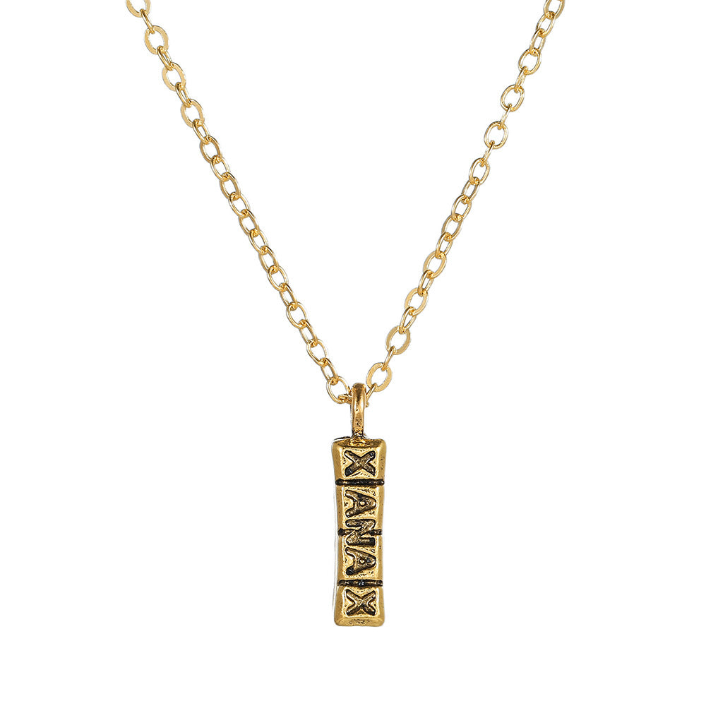 Hip-hop Geometric Round Plated Zinc Alloy Necklace with XANAX Pendant Cable Chain Unisex