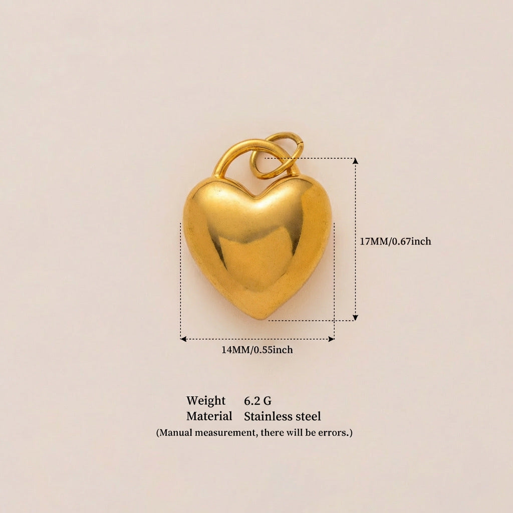 Minimalist Square Heart Titanium Steel Plated Pendant with Cubic Zirconia Charm Bar for Women