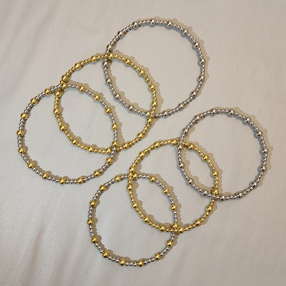 Geometric Plated Stainless Steel Elastic Beaded Charm Bar Unisex