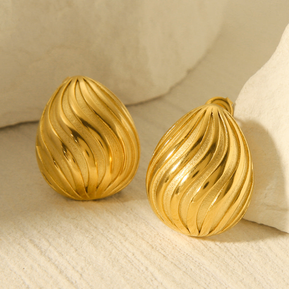 Fashion Ins Style 18K Gold Plated Stainless Steel Water Drop Geometric Earrings for Women