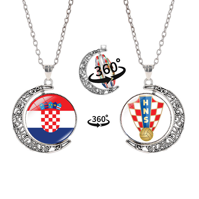 Collana a pendente a mezzaluna geometrica sportiva in lega con finitura galvanizzata per abbigliamento casual unisex