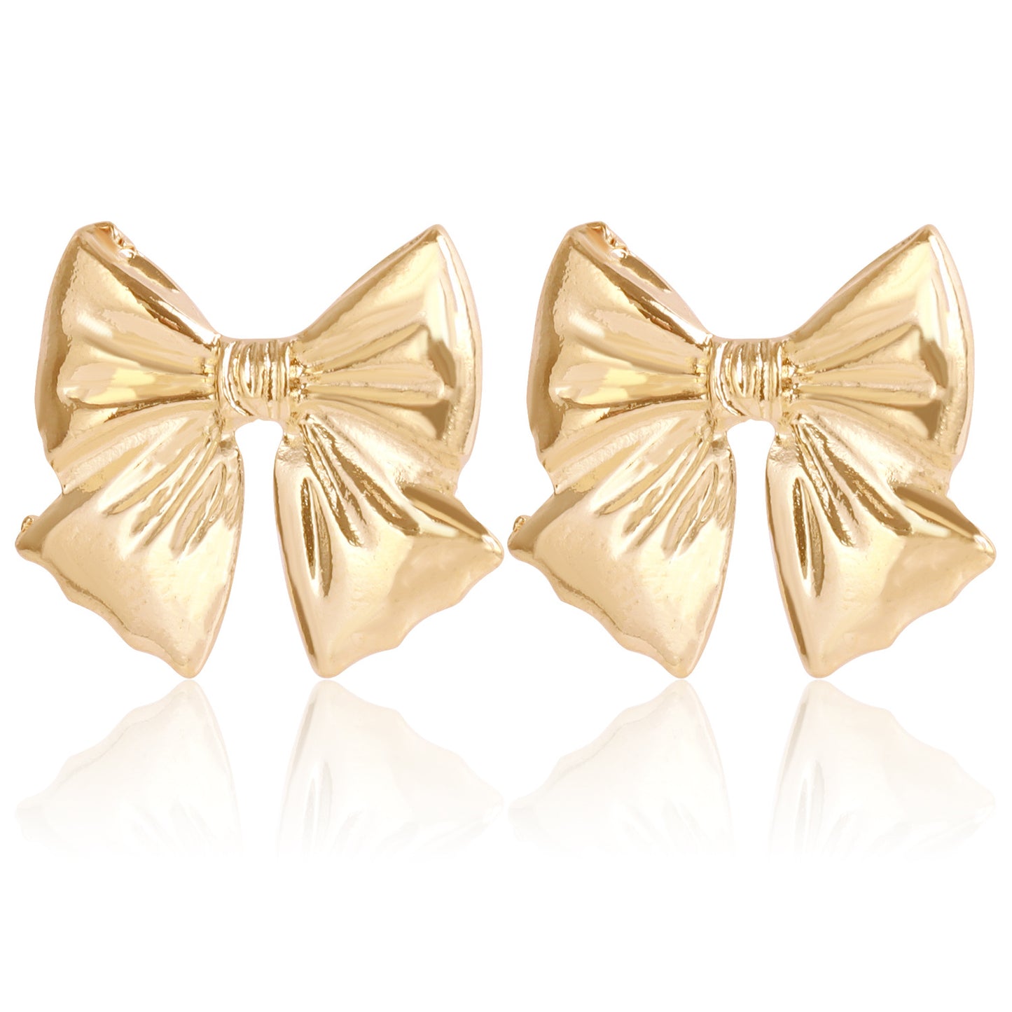 Geometric Bowknot Earrings for Women Alloy Electroplated Moon Motif Fashionable Everyday Ear Studs