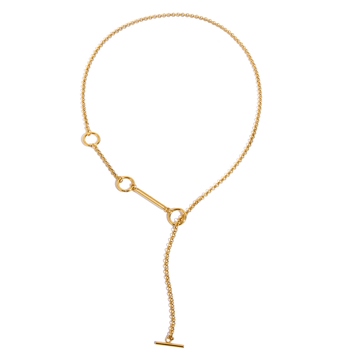 Collana geometrica in acciaio inossidabile con pendente in titanio, catena a Y galvanizzata, gioielli da donna minimalisti alla moda