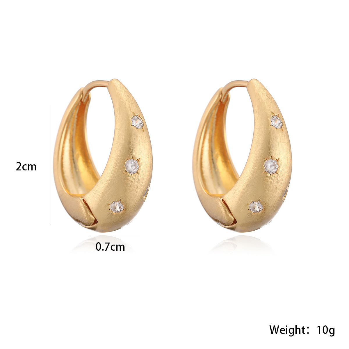 Vintage Elegant Geometric Brushed Brass Gold Plated Cubic Zirconia Earrings for Women