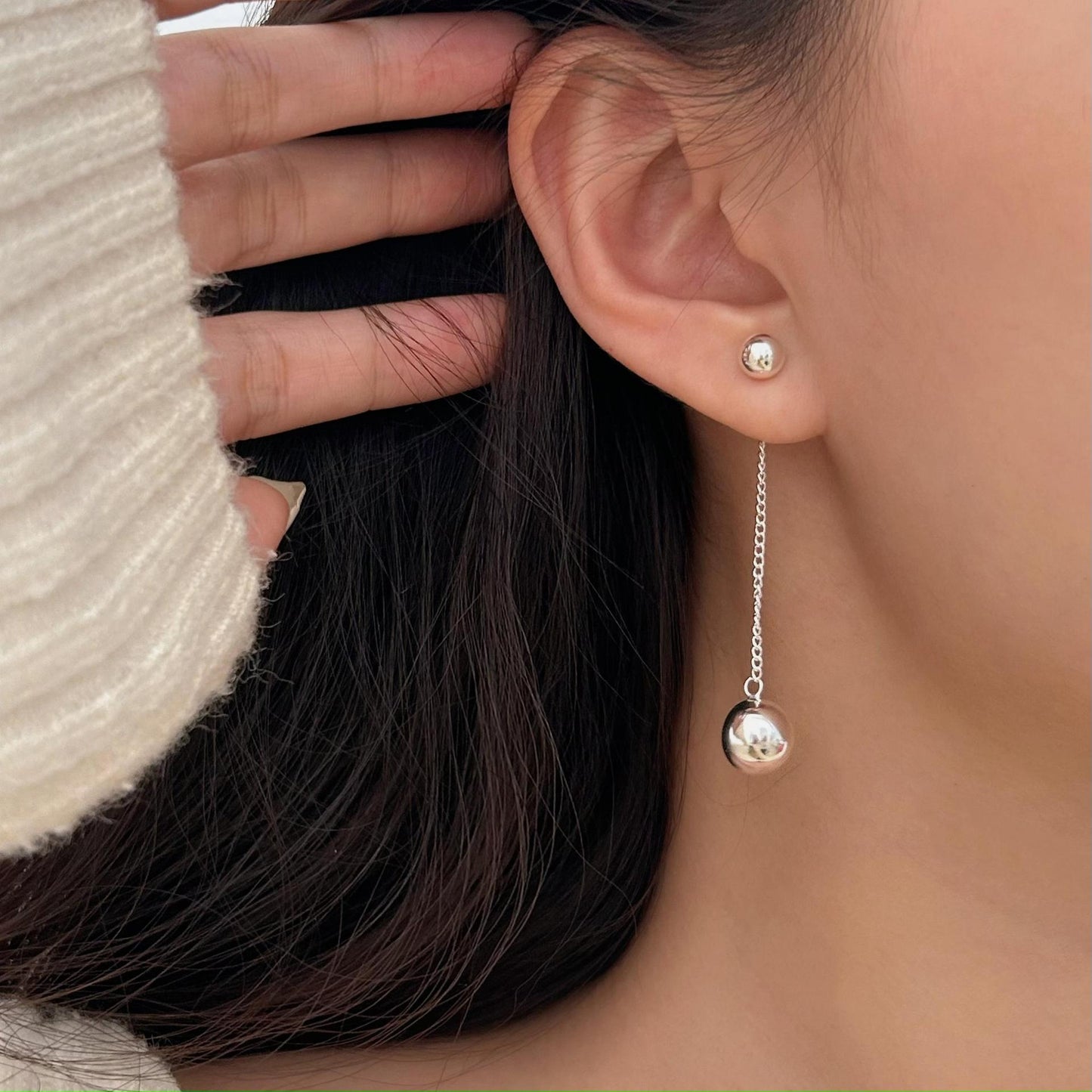 Fan Zhi Qiao 925 Sterling Silver Dangle Earrings with Tassel Design