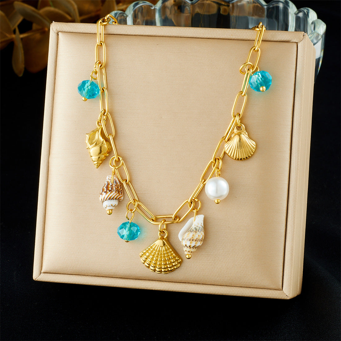 Sweet Gold Plated Animal Stainless Steel Pendant Curb Chain Necklace for Women