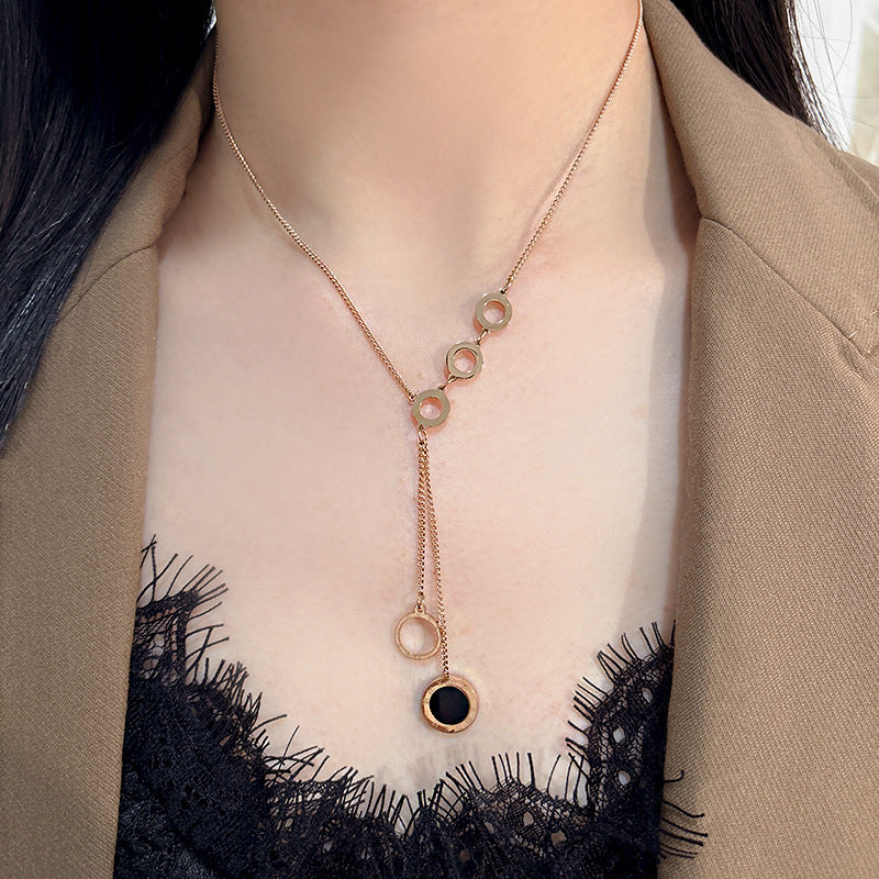 Luxury Gold Plated Titanium Steel Tassel Necklace for Unisex