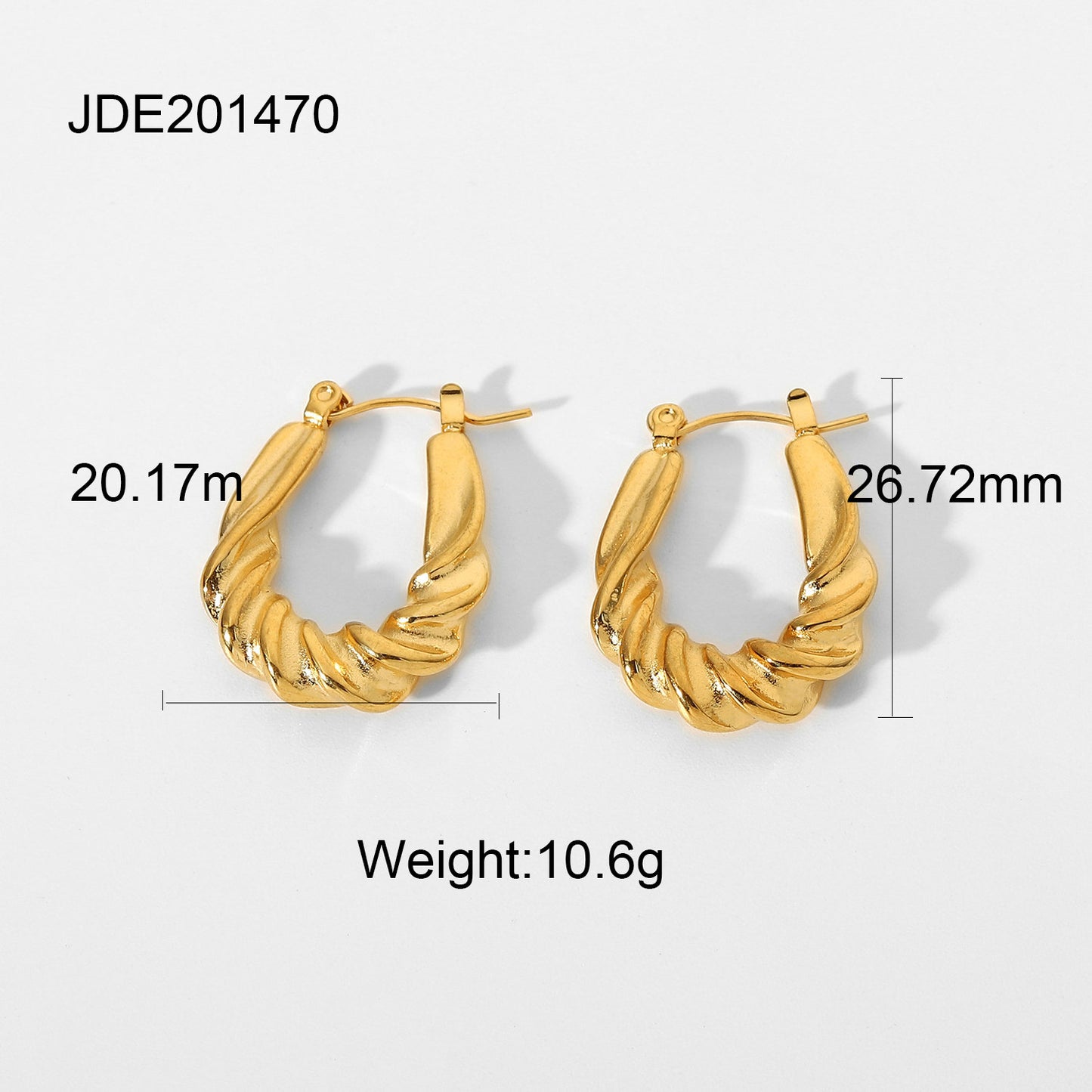 Minimalist Geometric Twisted Croissant-Shaped Gold-Plated Stainless Steel Stud Earrings for Women