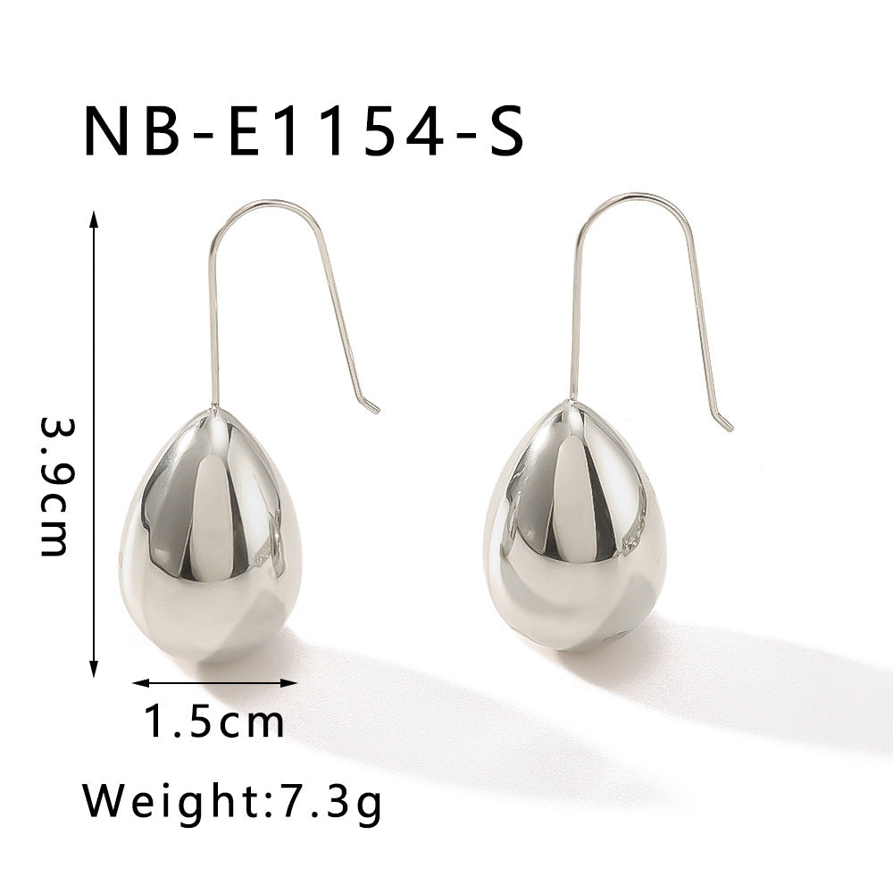 Geometric Waterdrop Earrings in Stainless Steel with 18K Gold Plating for Women — Polished, Hypoallergenic, Elegant Dangle Earrings
