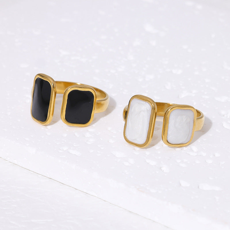 Anello Apribile Geometrico Minimalista in Acciaio al Titanio Placcato Oro 18K da Donna
