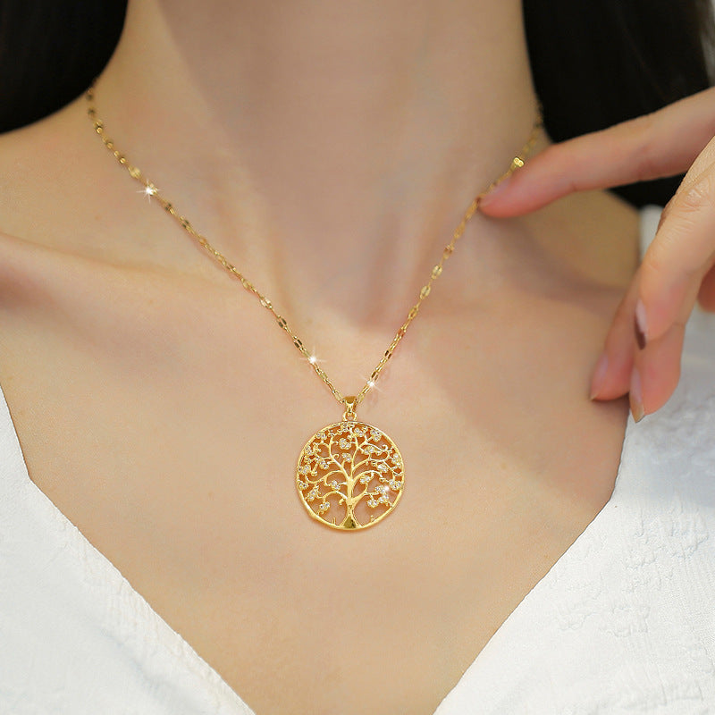 Geometric Luxury Plated Stainless Steel Necklace for Women with Titanium Steel Chain