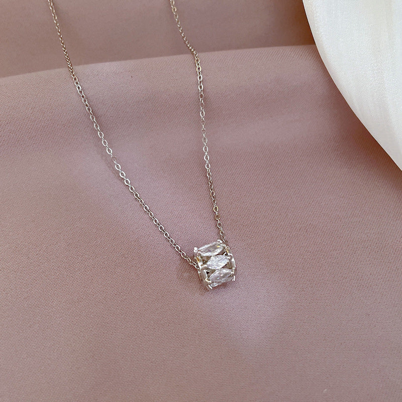 Luxury Geometric Collar Necklace for Women Titanium Steel with Rhinestone Inlay