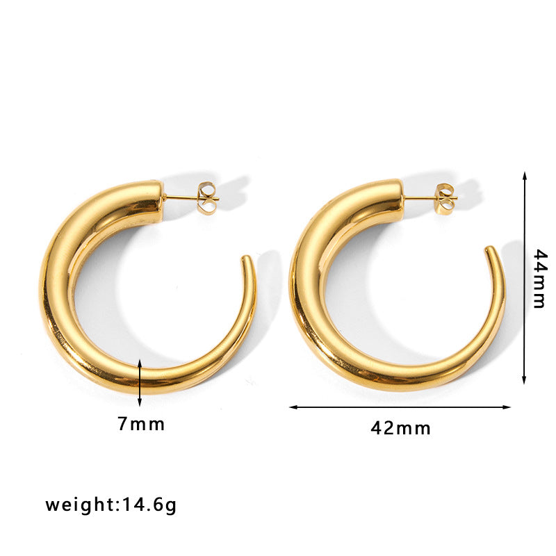 Minimalist Geometric Hollow Stainless Steel Earrings for Women with Plated Finish