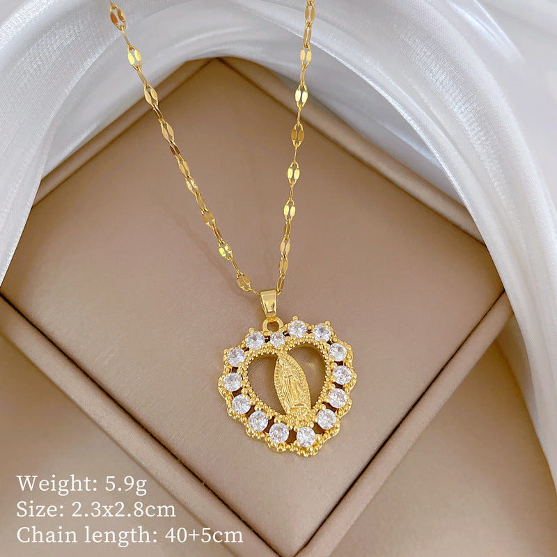 Collar de titanio con diamantes de imitación, cielo estrellado geométrico, para mujer, cadena de labios minimalista, estilo dulce