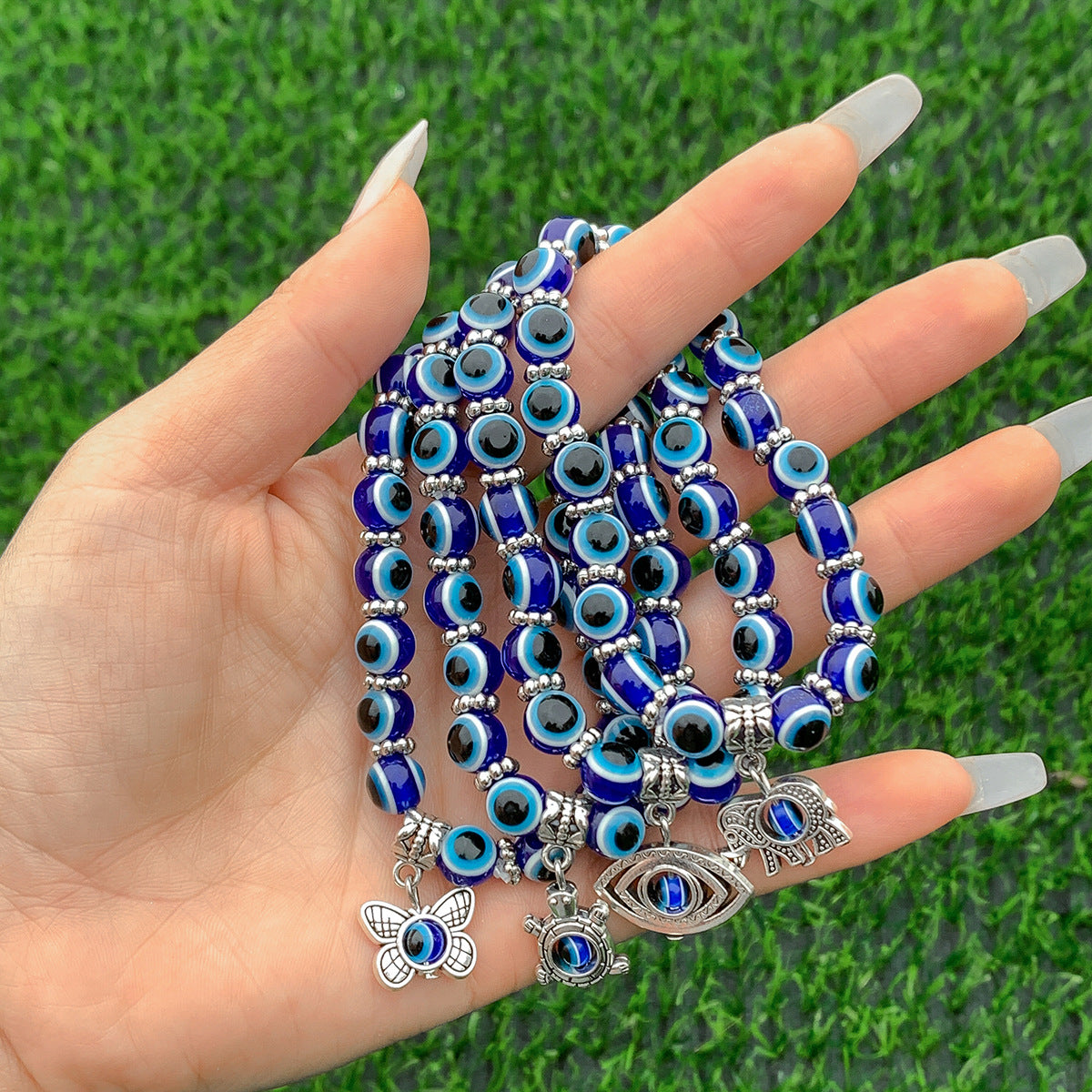 Minimalist Ethnic Acrylic Butterfly Evil Eye Beaded Bracelet for Women