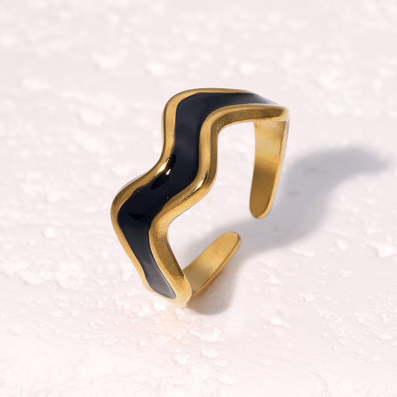 Anello aperto geometrico minimalista vintage francese, gioielli da donna in acciaio inossidabile placcato oro 18 carati