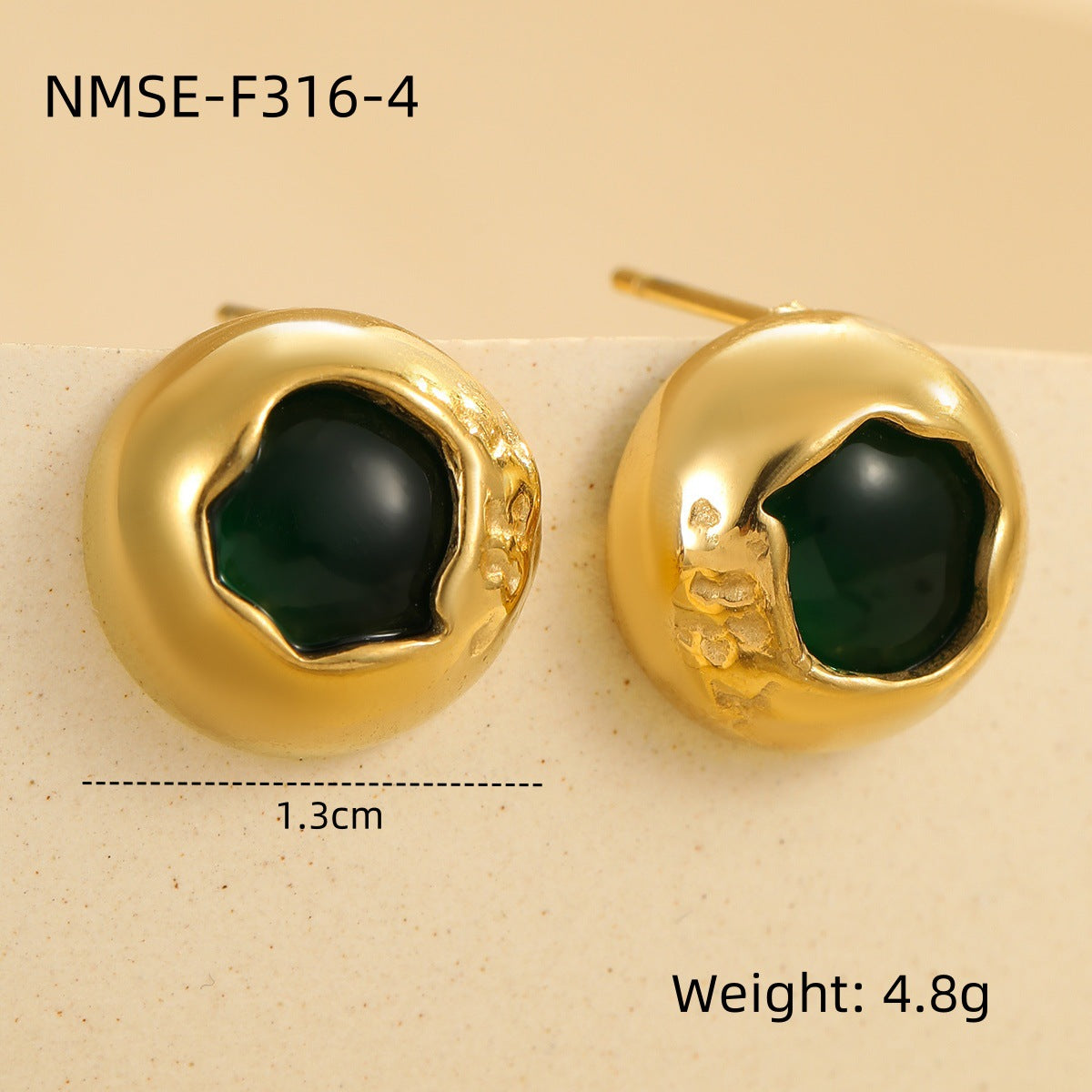 Orecchini rotondi minimalisti in acciaio inossidabile placcati oro 18K in stile vintage da donna
