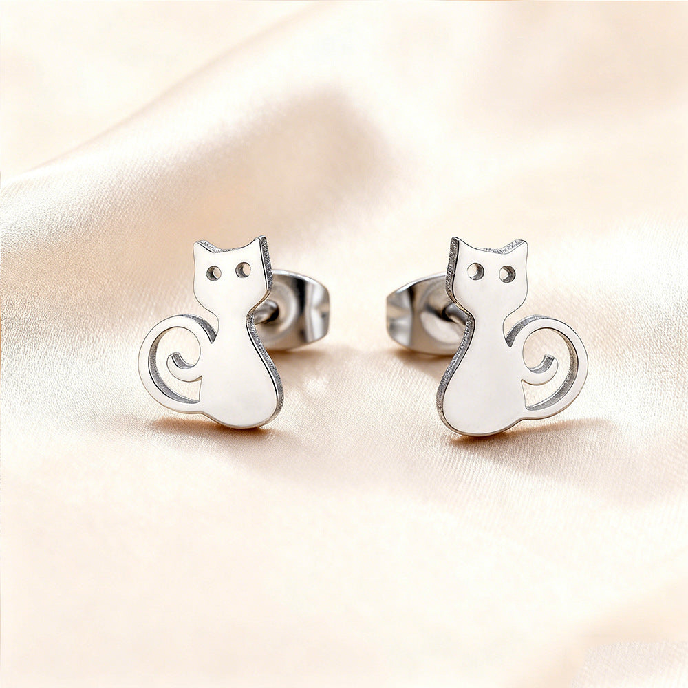 Luxury Elegant Geometric Moon Star Stainless Steel Plated Stud Earrings for Women