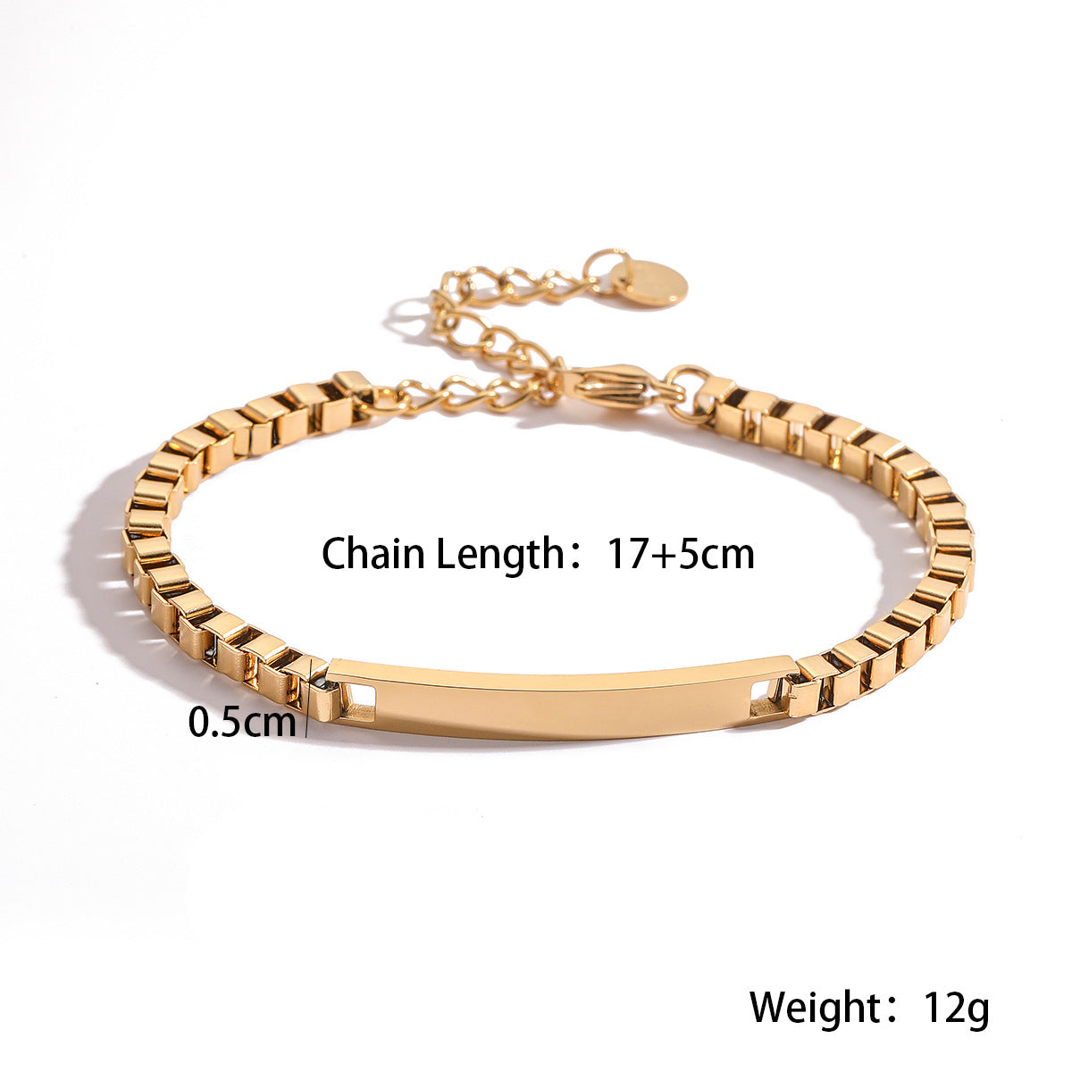 Braccialetto geometrico minimalista da donna in acciaio inossidabile con placcatura in oro 18 carati stile punk