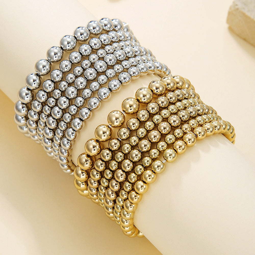 Geometric Round Acrylic Beaded Bracelet for Women