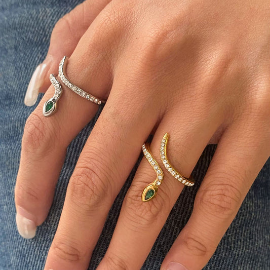 Elegant Geometric Snake Plated Stainless Steel Ring for Women