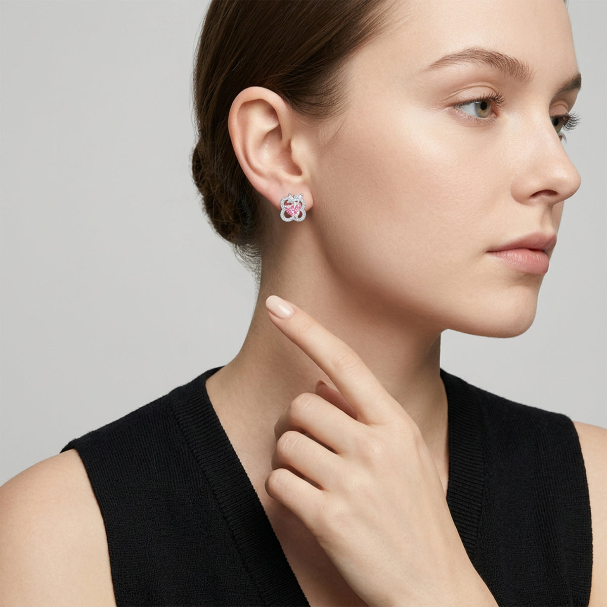 Minimalist Sweet Geometric Full Paved Moissanite 925 Sterling Silver Earrings for Women