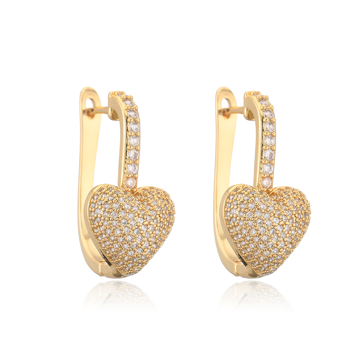 Pendientes Minimalistas de Cobre Chapado en Oro con Forma de Corazón Geométrico y Diseño Irregular para Mujer
