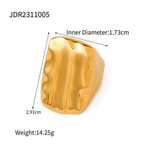 Anillo de Acero de Titanio Geométrico Minimalista con Acento de Perla para Mujer, Bañado en Oro PVD al Vacío, Banda de Acero Inoxidable Hipoalergénico