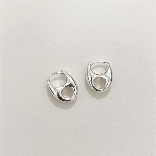 Orecchini a perno da donna in argento Sterling 925 placcato oro, a forma di lettera, dal design minimalista a doppio anello