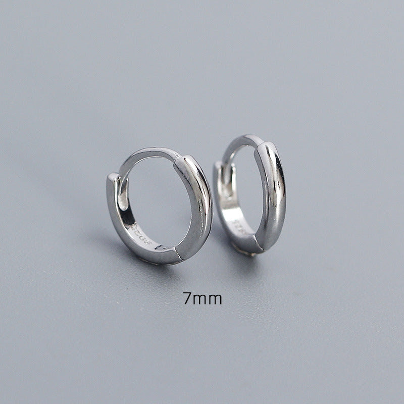 Pendientes de aro redondos geométricos pulidos de plata de ley 925 minimalistas unisex
