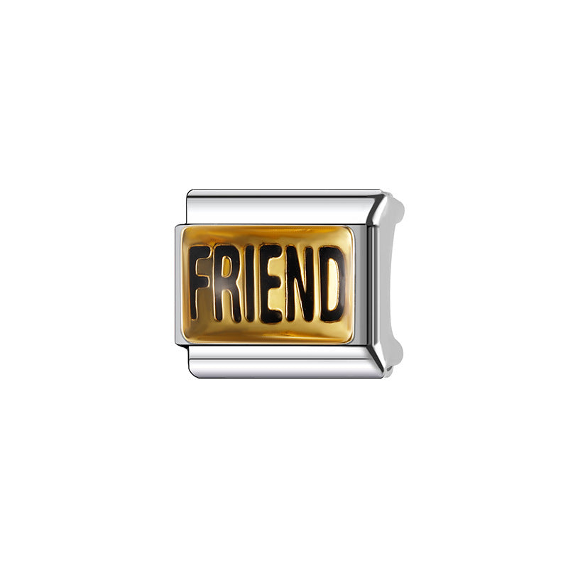 Sweet Cartoon Plated Stainless Steel DIY Charm Bar Bracelet Unisex