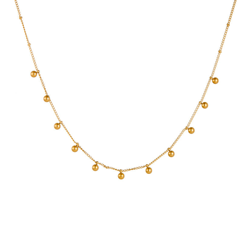 Collar de cadena con colgante de bola de acero inoxidable de lujo minimalista vintage, joyería para mujer