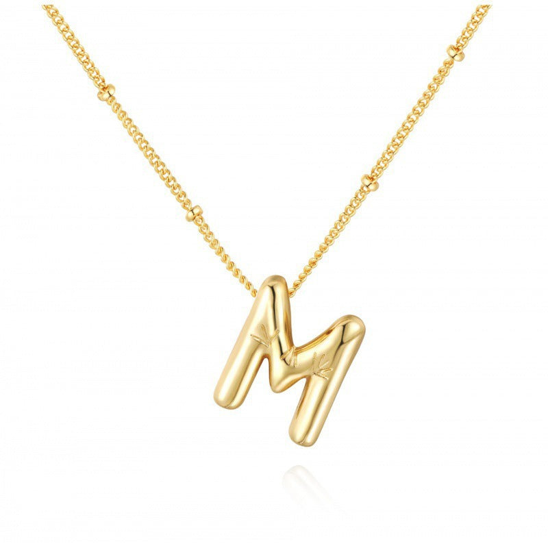 Gold Plated Brass Letter Pendant Necklace for Women