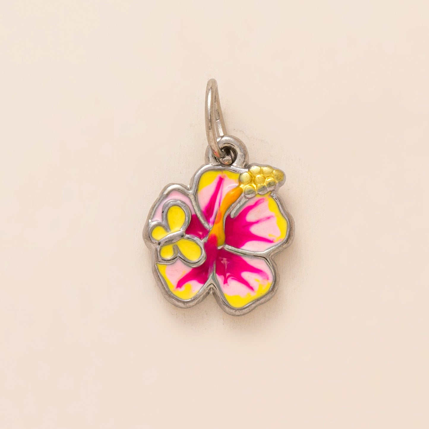 Vintage 18K Gold Plated Stainless Steel Fish Flower Charm Bar