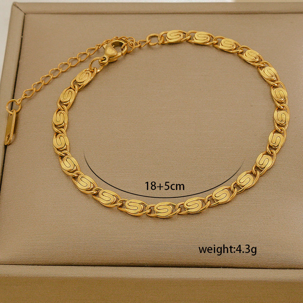 Set di bracciali multistrato minimalisti in acciaio inossidabile con placcatura sottovuoto, da indossare tutti i giorni