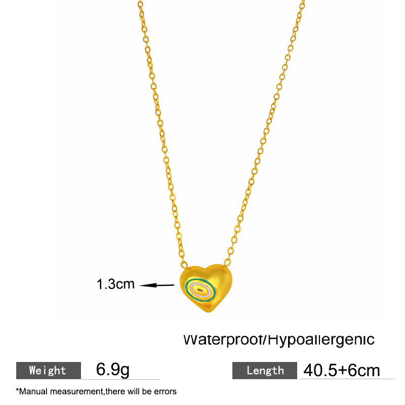Sweet Streetwear Heart Titanium Steel Plated Pendant Necklace for Unisex