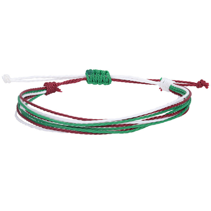 Bohemian Sweet Handmade Braided Wax Cord Bracelet U Shape Unisex Lucky Charm