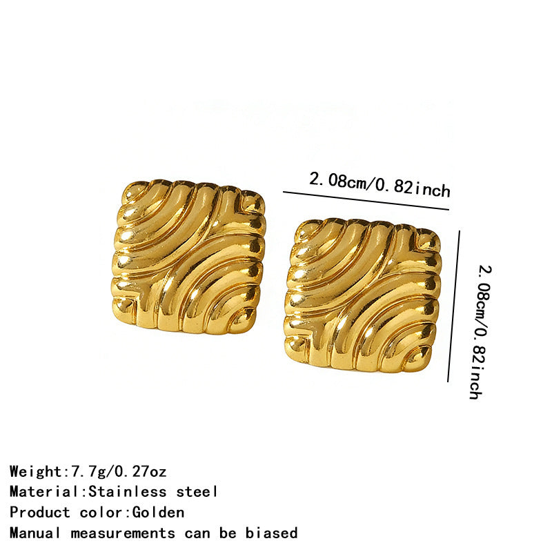 Elegant Geometric Leaf Starfish Square Plated Stainless Steel Earrings for Women