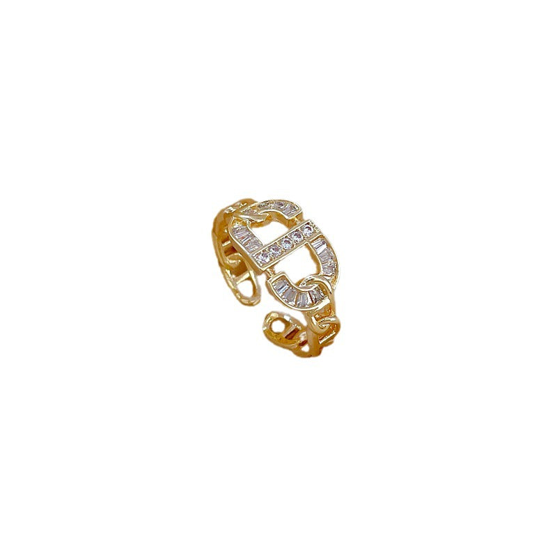 Anillo de latón con forma de corona estilo dibujo animado con baño de oro para mujer, banda abierta ajustable, joyería minimalista