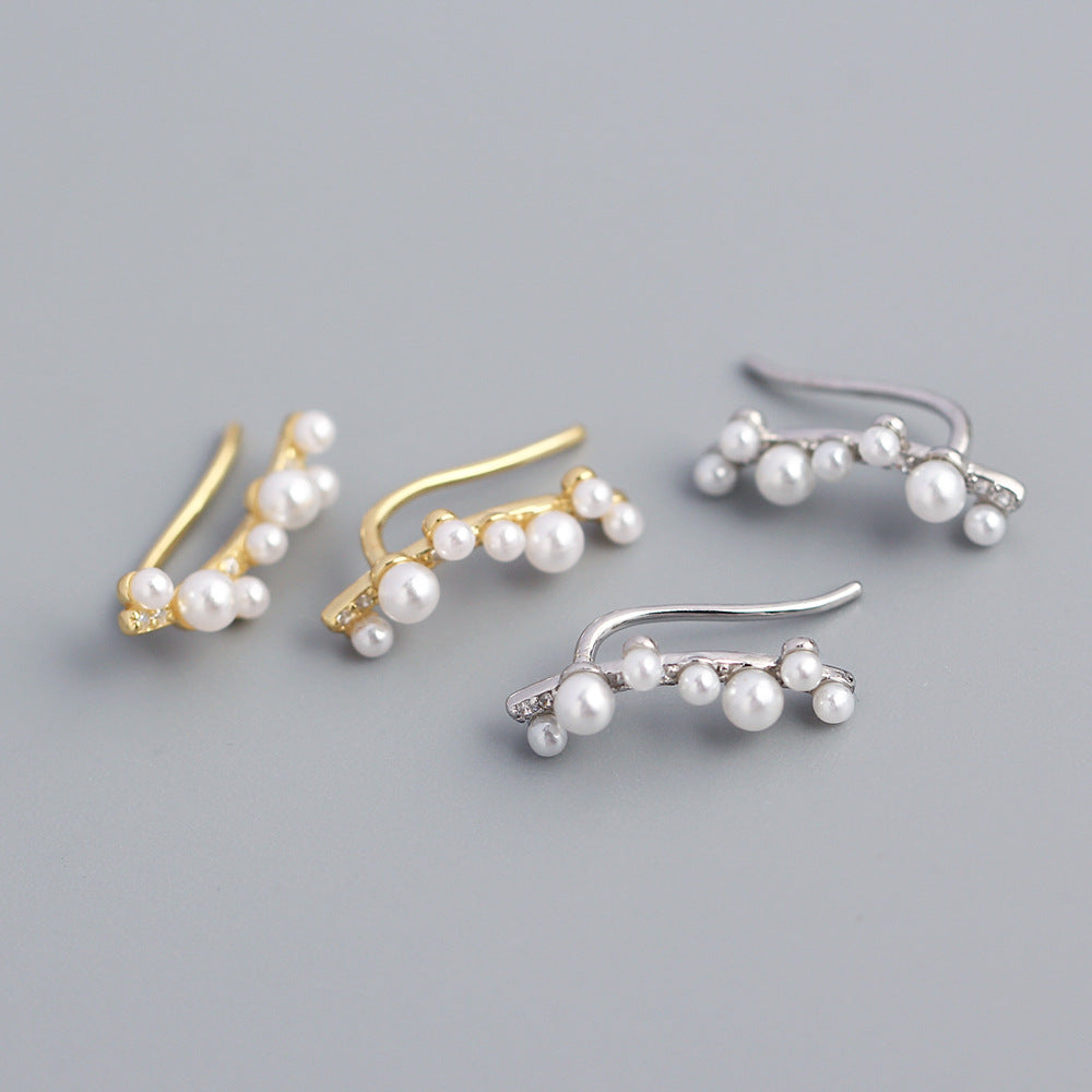 Orecchini pendenti con perle a forma di ramo, in argento Sterling 925, con zirconi cubici