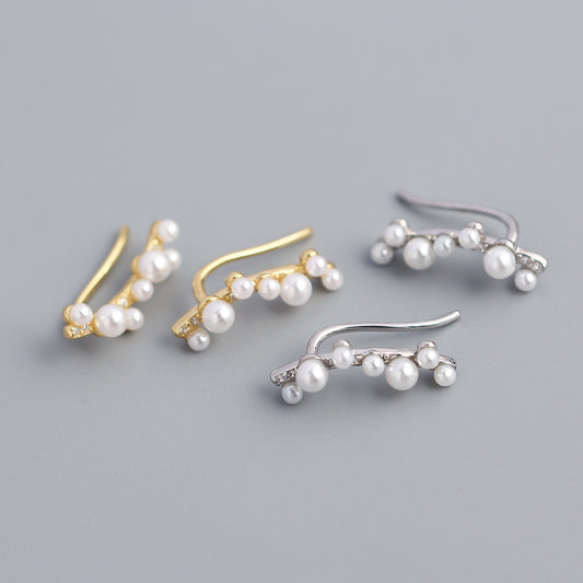 Orecchini pendenti con perle a forma di ramo, in argento Sterling 925, con zirconi cubici